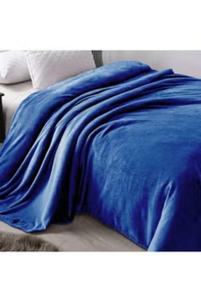 smart home 1 Piece Soft King Size Bed Blanket Flannel Royal Blue 220x200cm