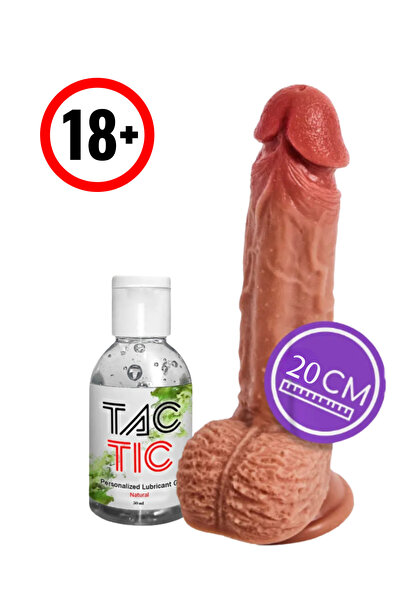 TACTIC Vakum Tabanlı Jel Hediyeli 20 Cm Dildo