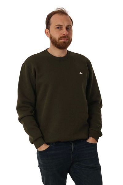 Tam12den Home Ανδρικό λαιμόκοψη - Φούτερ με λογότυπο Regular Fit Χακί