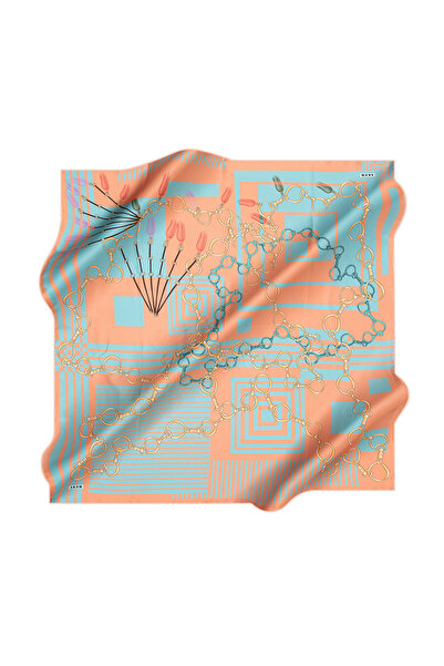 Aker Zincir Desenli İpek Krep Saten Eşarp