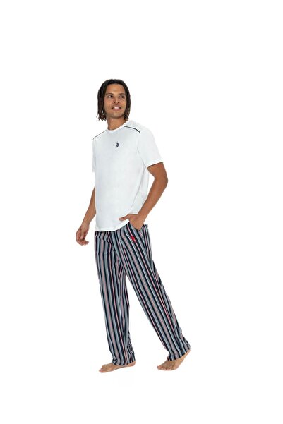U.S. Polo Assn. U.S. Polo Assn. Men's Round Neck Short Sleeve Shorts Striped 3-Piece Pajamas Set