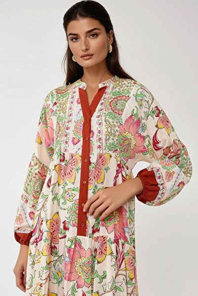 Hiccup Printed Long Sleeve Viscose Maxi Dress
