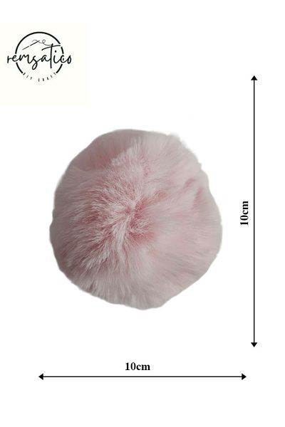 REMSATİC Hat Pompom (Pink Color) Beanie Hat Keychain Slipper Pompom 10cm