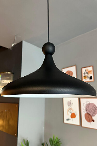 Bamyum Champion Siyah Boncuk Başlık Tekli Avize Sarkıt Salon Mutfak Cafe Buti...