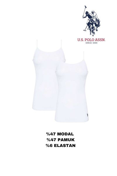 U.S. Polo Assn. Women'S, Licensed, Uspa, Basic, White, 47% Modal 47% Cotton 2-Piece Tank Top