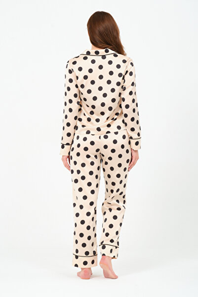 eva clothing Women's Polka Dot Satin Pajama Set