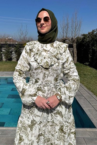 Rabia Şamlı Πράσινο Βοτανικό Φόρεμα