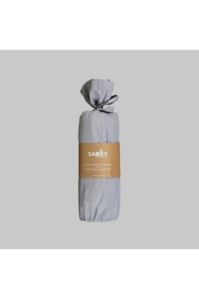 Sarev 100% Cotton Single 120*200 cm 1 Piece Pillowcase Fitted Sheet Set Gray