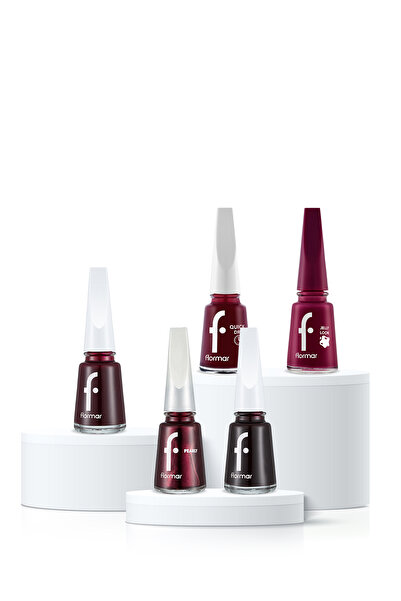 Flormar Black Cherry Nails Mürdüm/Bordo Tonlu 5'li Oje Seti