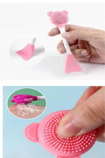 jetfast 2 Pieces Teddy Bear Skin Care Brush Mask Spatula Facial Cleansing Massage Brush