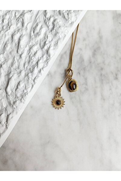 Vola Collection قلادة سحر الذهب من الحجر الطبيعي الصلب