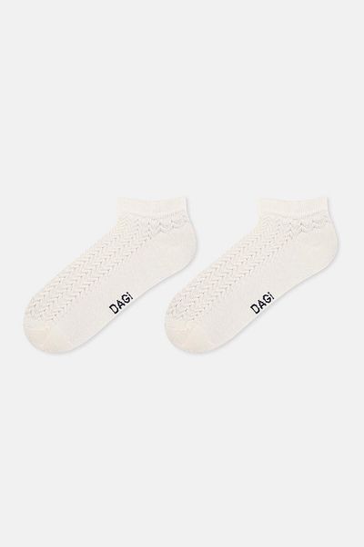 Dagi Ecru-Navy Blue Women's 2-Piece Zigzag Patterned Bamboo Booties Socks