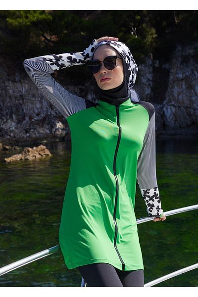 Mayovera Μαγιό Hijab - Μονό Μπλουζάκι - Bomber Green