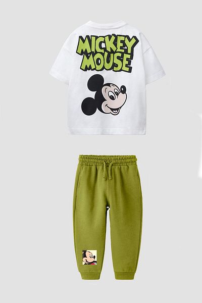 Monila Boys' Cotton Fabric Printed Tshirt and Sweatpants Bottom Top Set