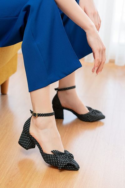 DİVOLYA Toli Black Puntíkovaná mašle (5 cm podpatek) Boty pro každodenní použití
