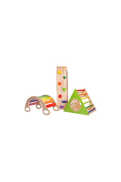 Woodnjoy Ahşap Üçgen Pikler Ve Dönence Setimiz (3'lü Set)