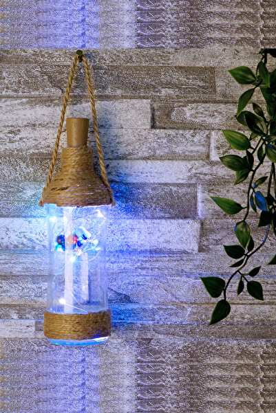 Entude Ledli Boncuklu Cam Şişe Masa Süsü Biblo, Peri Led Biblo