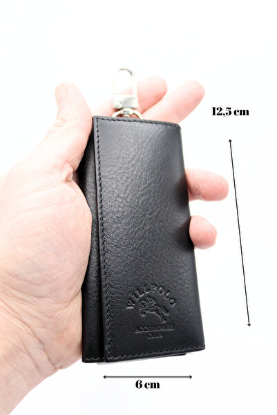 willpolo Breloc cu cârlig din piele de vițel autentică, neagră, înaltă, cu cu...