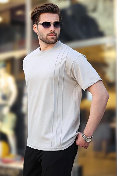 Madmext Painted Gray Overfit Men's T-Shirt E7130