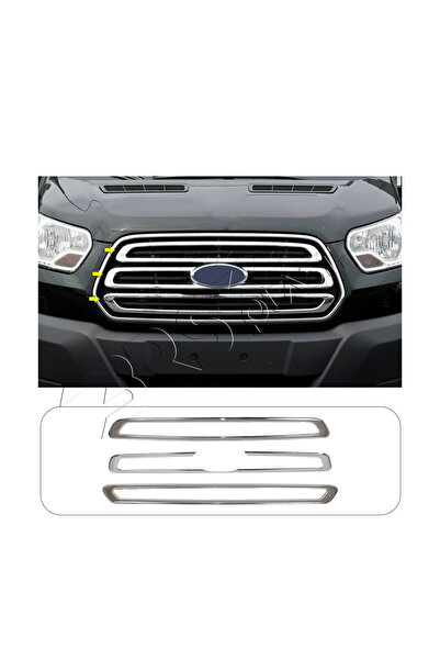 BRSPLAST Ford Transit Uyumlu 2014-2018 Krom Ön Panjur 3 Parça Paslanmaz Çelik
