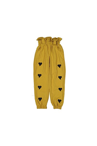 Genel Markalar KIZ 5/8  YAŞ KETEN BELİ FIRFIRLI KALPLİ PANTOLON