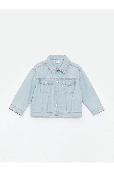 LC Waikiki Jachetă de blugi pentru fete LCW Kids Blue Shirt Guler Basic