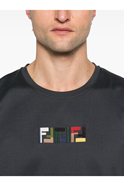 BrandsBoutique Ff Roma Regular Fit Tripple Logo Embroidered Tshirt