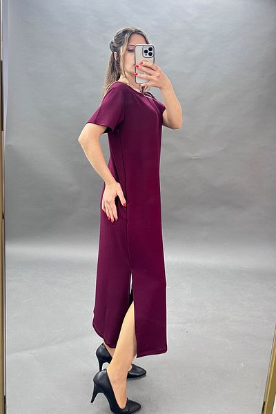 CİDDE Rochie de bază din țesătură modal, cu potrivire confortabilă, cu fante pe laterale