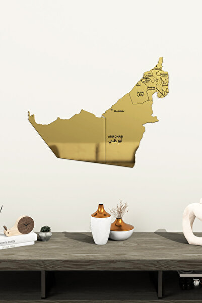 Colorfull Worlds 3D Wooden Map of United Arab Emirates 60X48 cm - Islamic Wall Art Home Office Mosque Decor