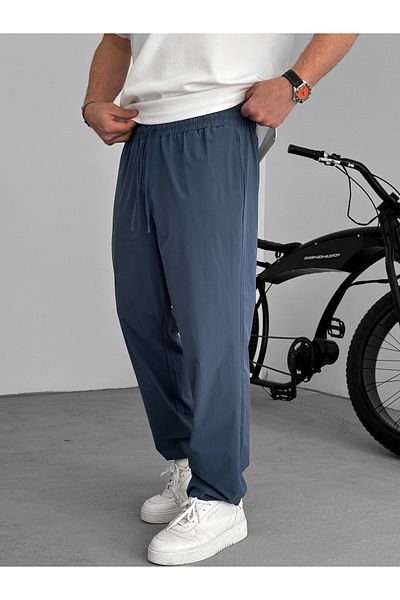 BYBASICMAN Petrol Blue Lycra Parachute Fabric Baggy Trousers Ke-5052