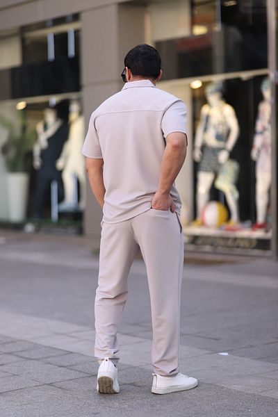 cto your style Men's Polo Neck T-Shirt Comfortable Fit Zipper Detail Bottom Top Set