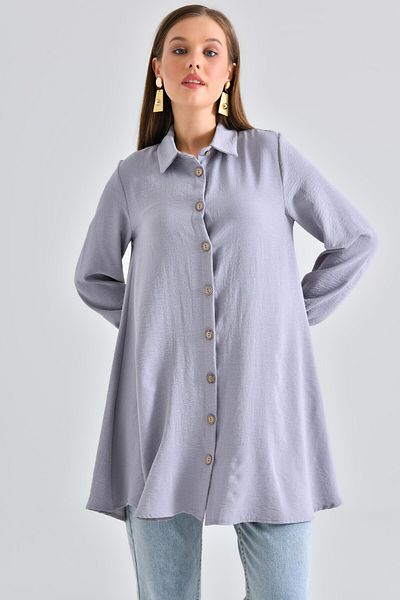 Saade Gray Wooden Buttoned Tunic
