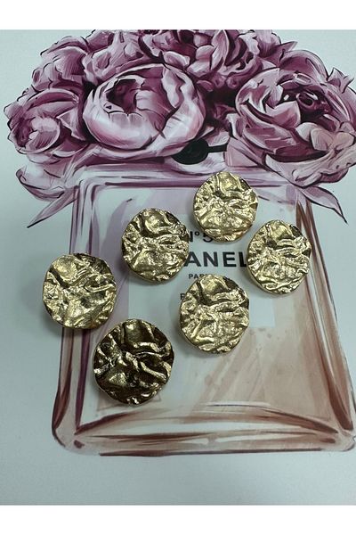 T.T Metal Button İst陷Ch 2.54 cm Polnet Gold Wrinkled Design 6 Pieces for Coat Dress and Trench Coat Button