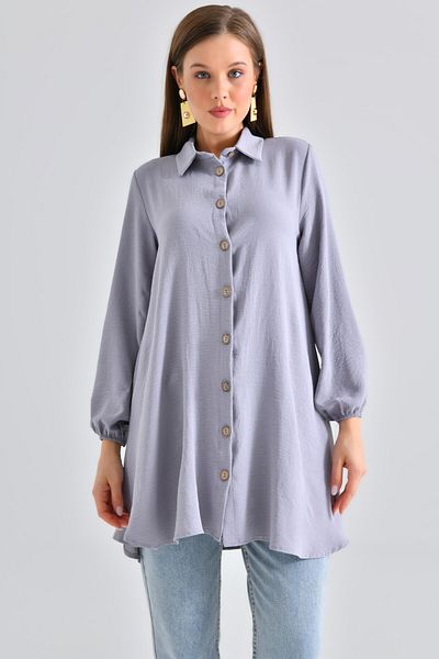 Saade Gray Wooden Buttoned Tunic