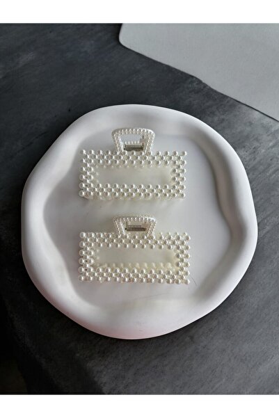 MUTENA Square Medium Size Pearl Latch Buckle 2 Pieces - Women's Pearl Clamp L...