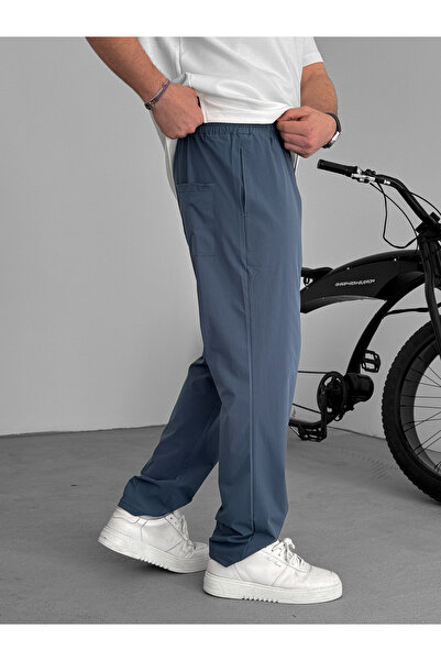 BYBASICMAN Петролно сини панталони от еластична парашутна материя KE-5052