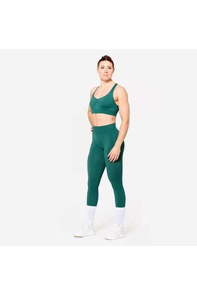 Decathlon Women's Dark Green High Waisted Push-Up Leggings