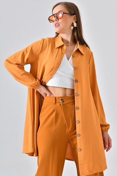 Saade Mustard Wooden Buttoned Tunic