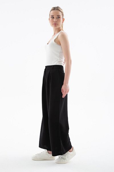 Fashion Friends Wide Leg Linen Trousers - Black Liyakatli