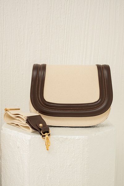 LAMİNTA Geantă de damă Bella Bitter Brown Linen Crossbody