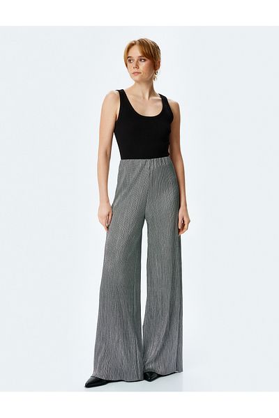 Koton Standard Waist Metallic Textured Palazzo Pants