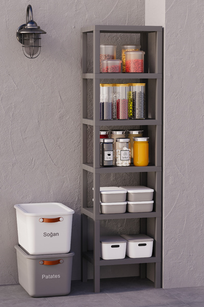 hemlife Сіра 6-рівнева полиця для ванної кімнати - органайзер для кухні та дитячої кімнати