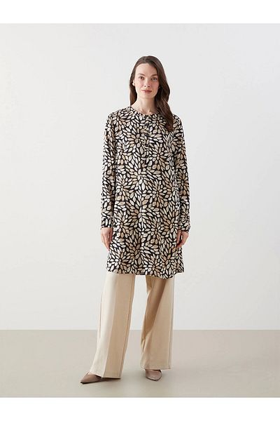 LC Waikiki Lcw Grace Black Judge Collar Patterned Women's Tunic