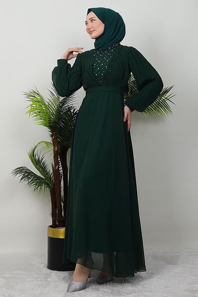 giz astore Damla Şifon Elbise Zümrüt