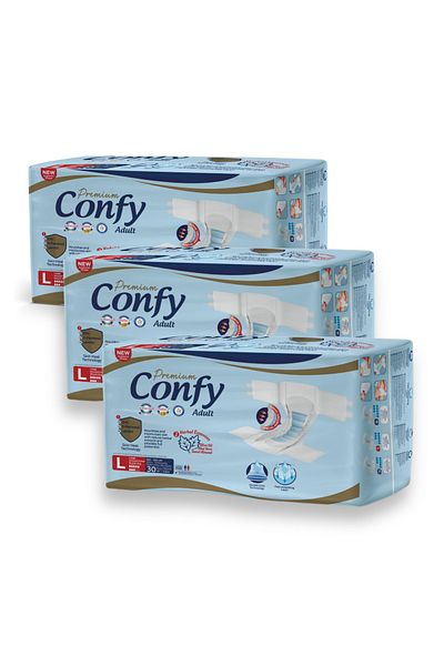 Confy Adult Adult Diapers Large 30 Pieces X 3 Packs