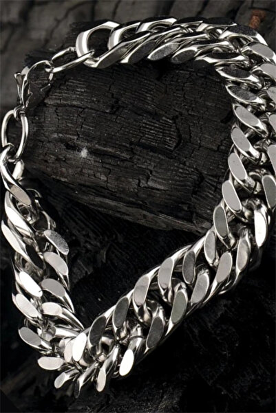 OSMANLI GÜMÜŞ Ottoman Gümüş Renk Kalın Çelik Gurmet Erkek Bileklik