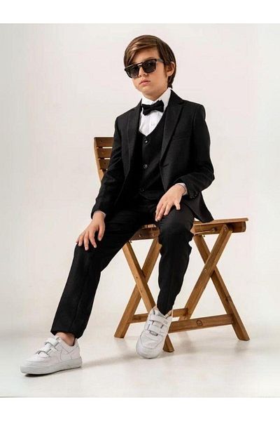 Zekids Boy's Patterned Fabric Classic Suit