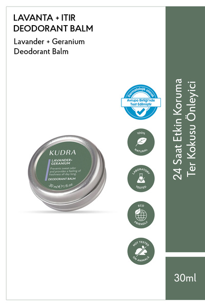 Kudra Lavanta Itır Ter Kokusu Önleyici Alüminyum Ve Karbonat Içermeyen Doğal Deodorant Balm 30 ml