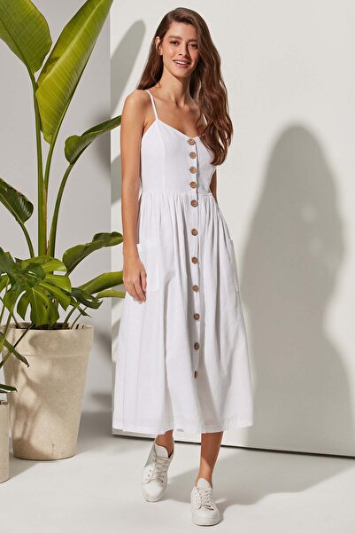 White By Nature Strappy Coco Buttoned Dress