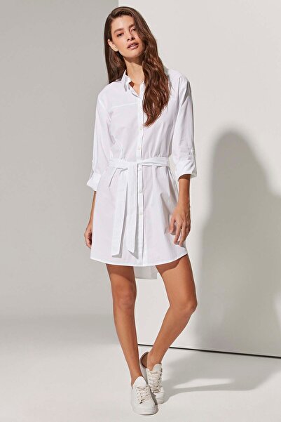 White By Nature Poplin Beyaz Gömlek Elbise